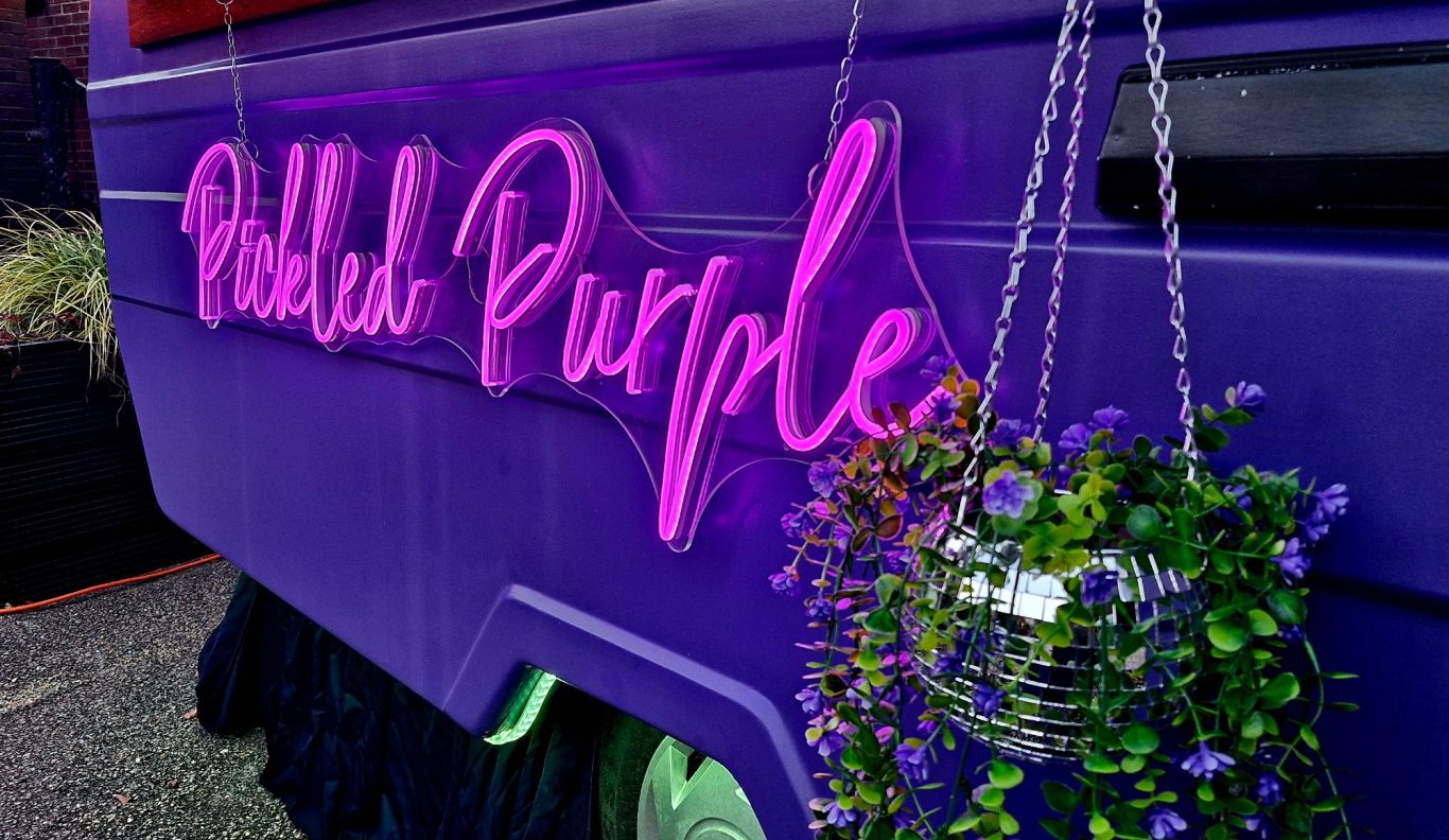Pickled Purple Noen Sign Pickled Purple mobile bar Suffolk