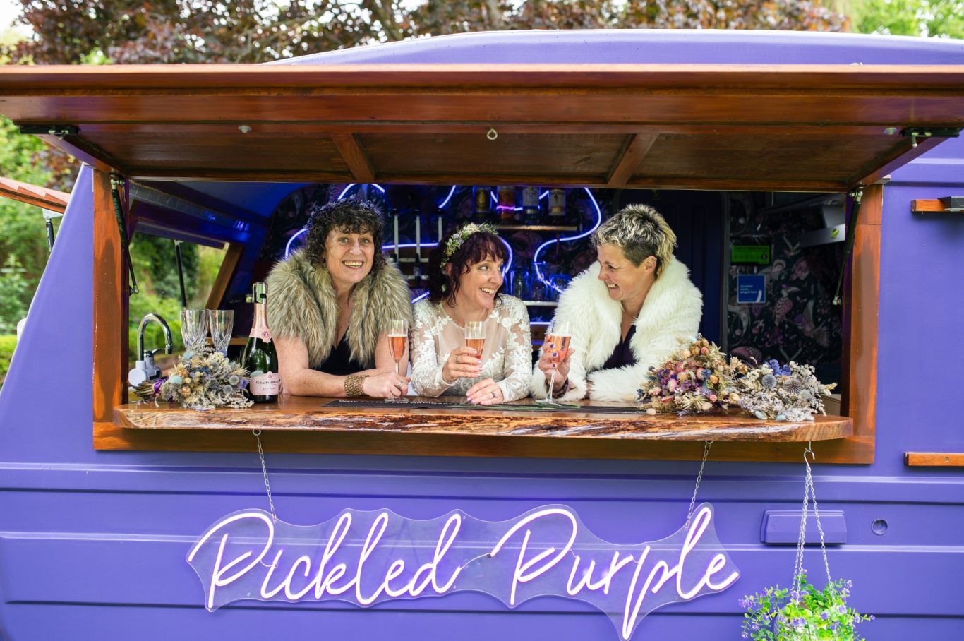 Pickled Bride and Bridesmaids pickled purple wedding