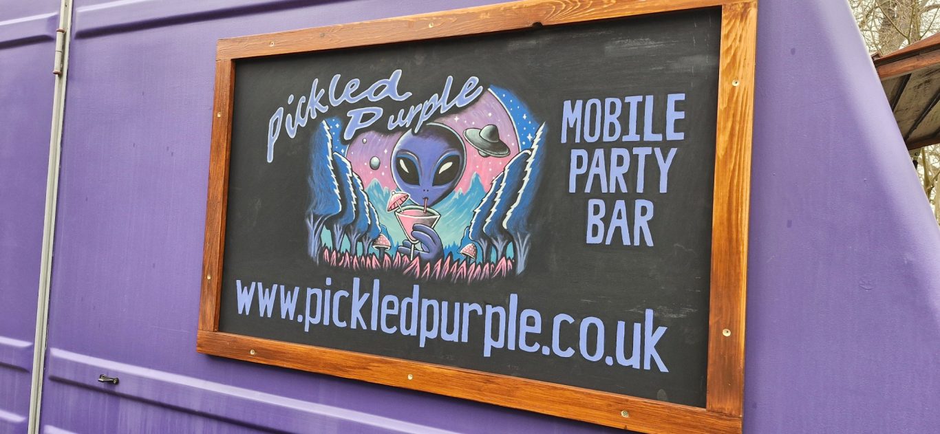 Hand painted Pickled Purple Sign Pickled Purple Mobile Bar Suffolk